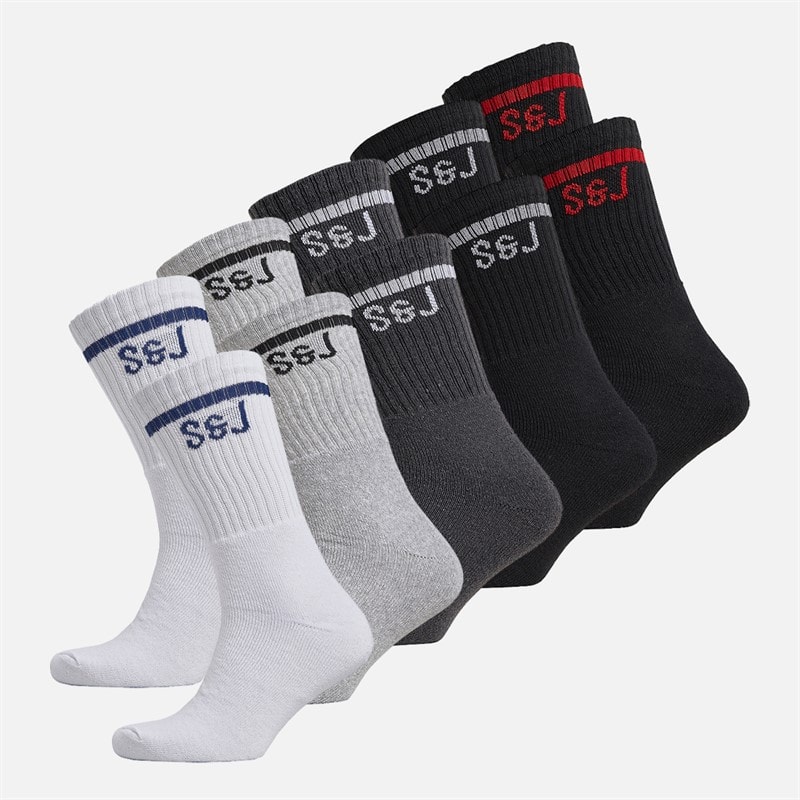 Smith And Jones Mens Bennets Ten Pack Crew Socks Mixed