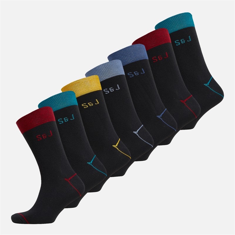 Smith And Jones Mens Walting Seven Pack Dress Socks Black