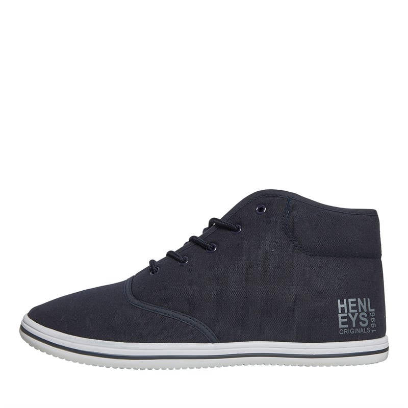 Henleys Mens Bevan High Canvas Pumps Navy