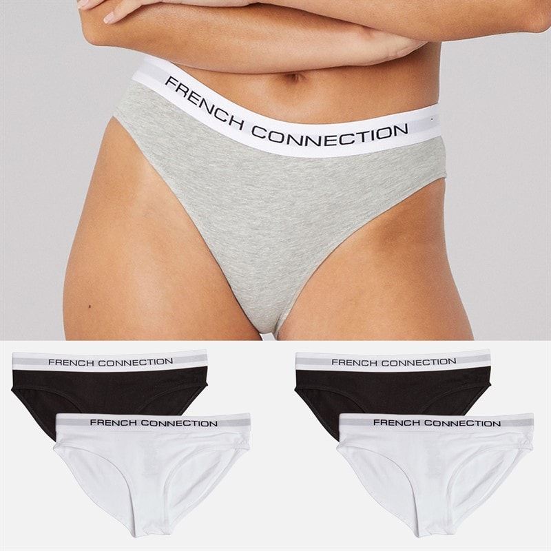 French Connection Womens Five Pack Briefs Black/Grey/White