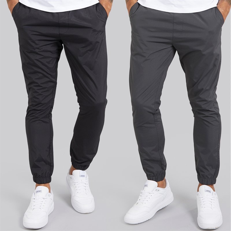 French Connection Mens Two Pack Cuffed Tech Cargo Pants Black/Charcoal