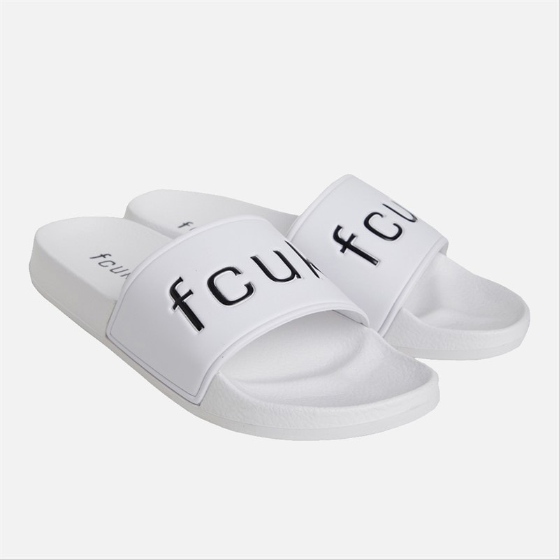 French Connection Mens FCUK Sliders White/Black