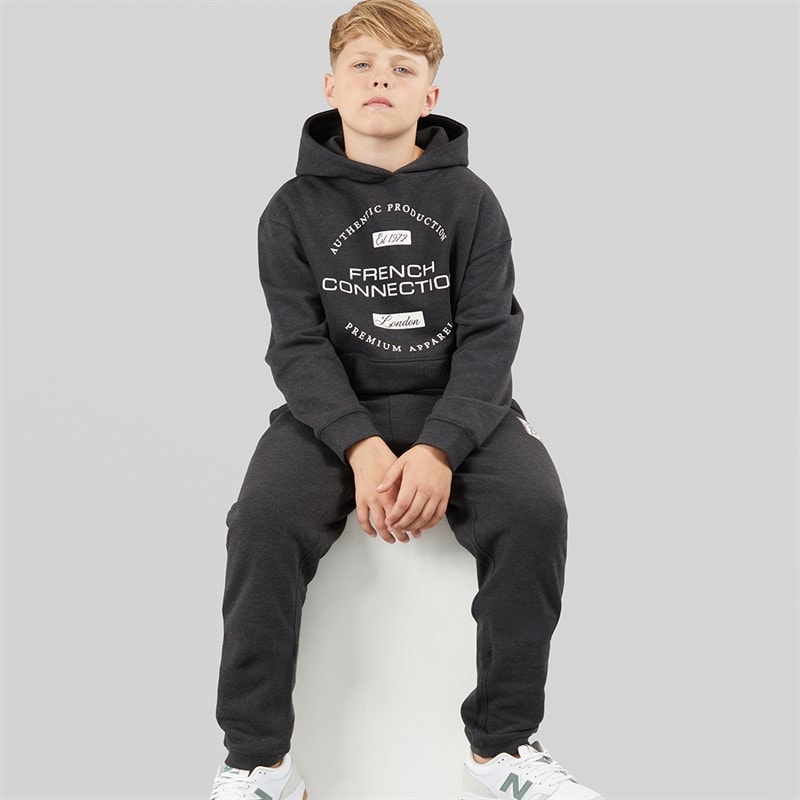 French Connection Boys Perspex O Head Hoodie Charcoal Mel