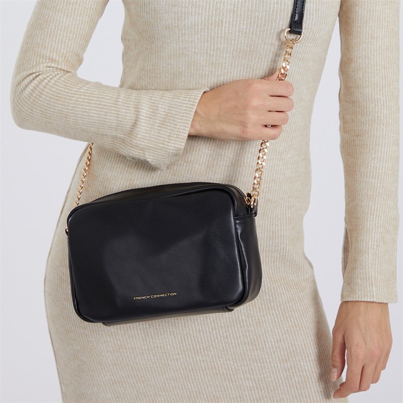 French Connection Womens Crossbody Quilt Bag Black