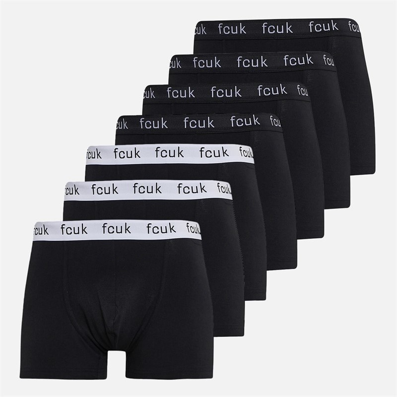 French Connection Mens FCUK Seven Pack Boxer Trunks FCUK 12 Black Fcuk 12 Black