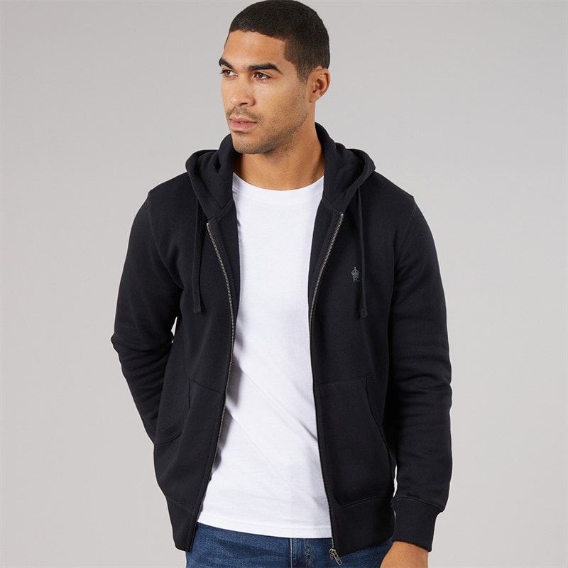 French Connection Mens FC Zip Hoodie Marine/Gunmetal