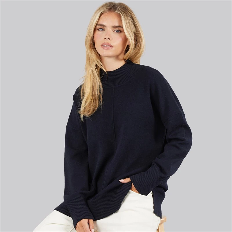 French Connection Womens Cosy Mock Centre Jumper Midnight