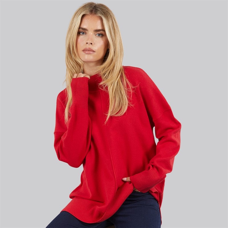French Connection Womens Cosy Mock Centre Jumper True Red