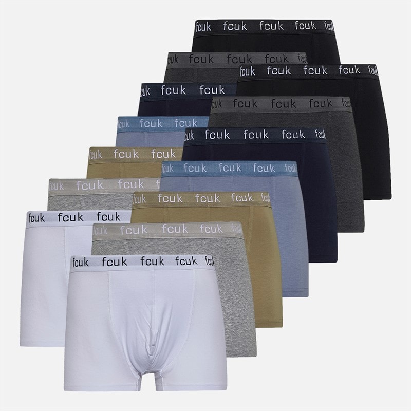 French Connection Mens Fourteen Pack FCUK Boxer Trunks Fcuk14 Multi