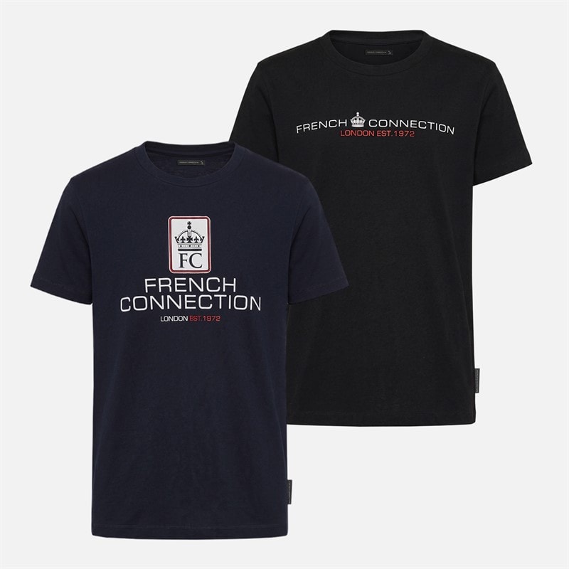 French Connection Boys FC Two Pack T-Shirts Multi 6 Midnight/Black