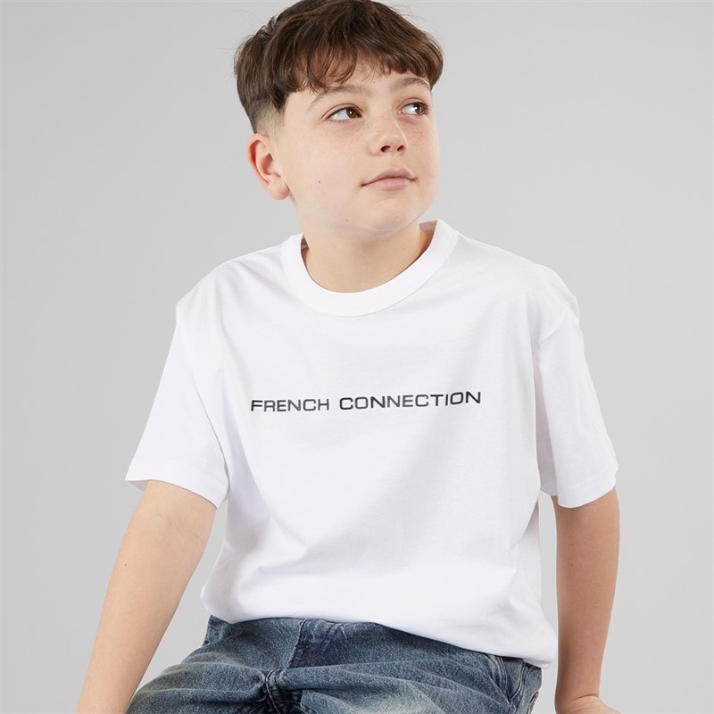 French Connection Boys Logo T-Shirt White/Marine
