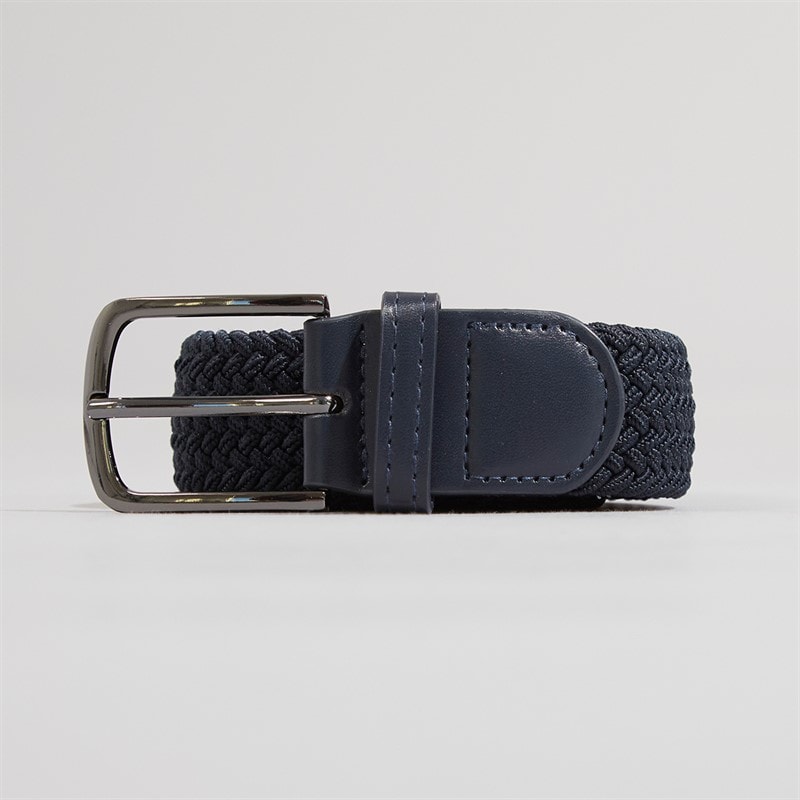 French Connection Mens Woven Elastic Belt Marine