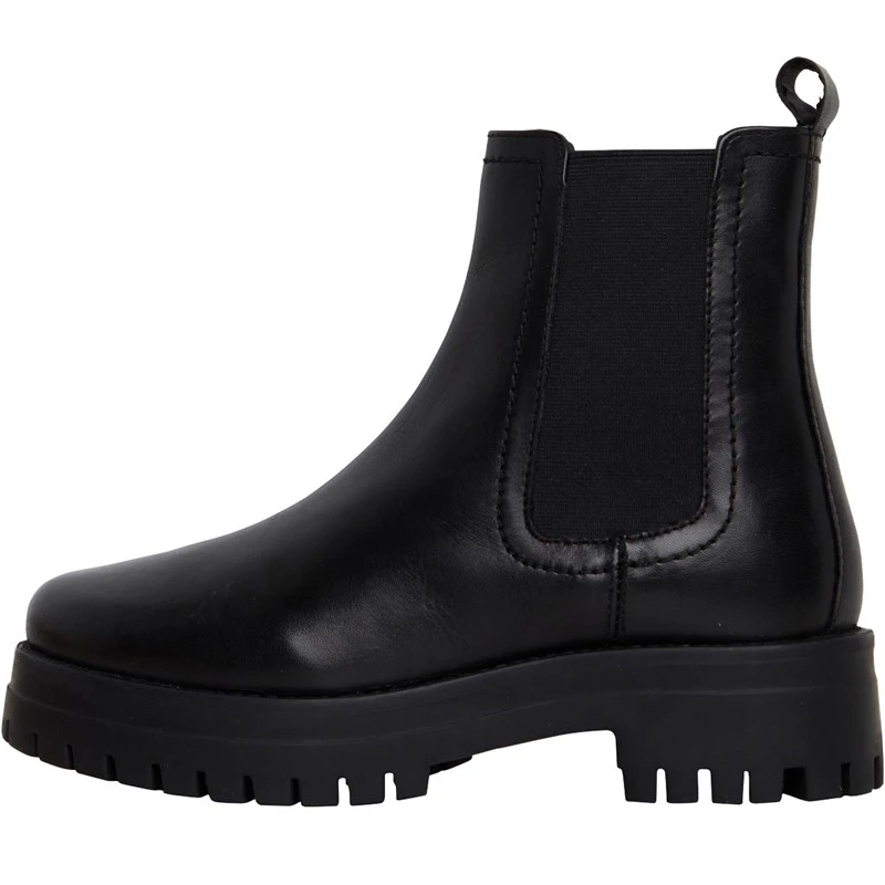 Onfire Womens Leather Chunky Chelsea Boots Black