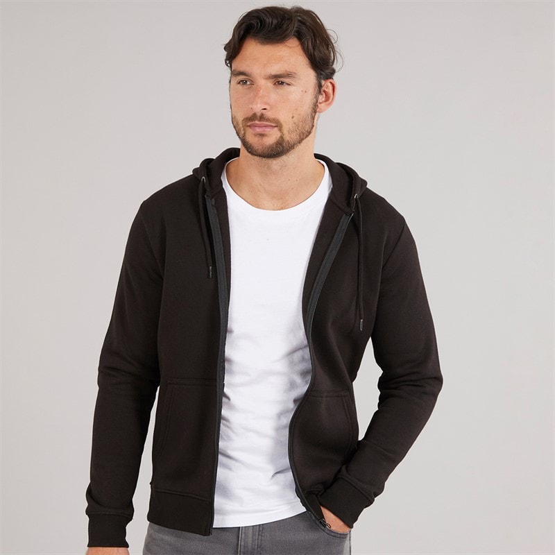 Onfire Mens Zip Through Fleece Hoodie Black