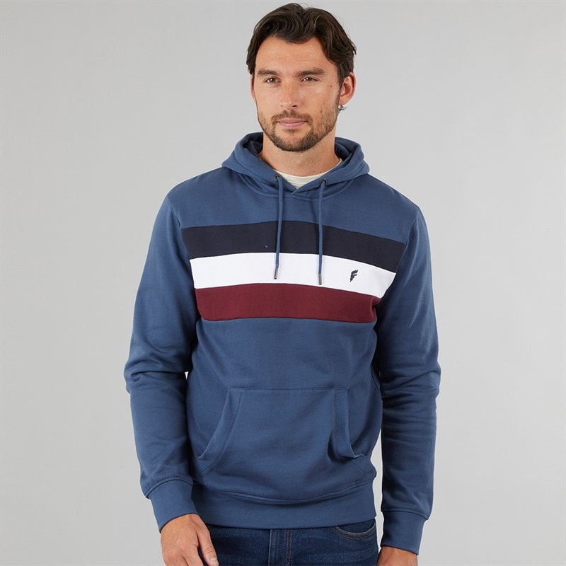 Onfire Mens Chest Stripe Hoodie Dark Denim