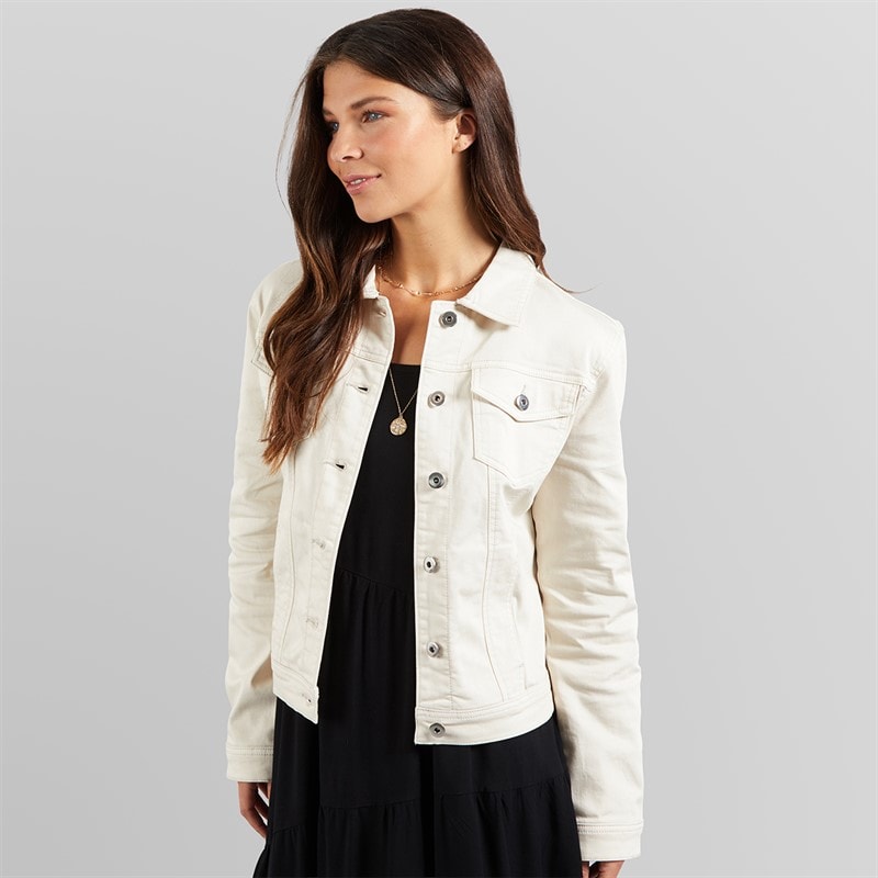 Onfire Womens Denim Jacket Ecru