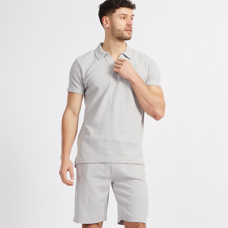 Onfire Mens Polo Shirt And Shorts Set Ice Grey