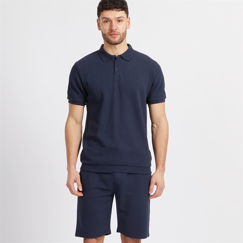 Onfire Mens Polo Shirt and Short Set Navy