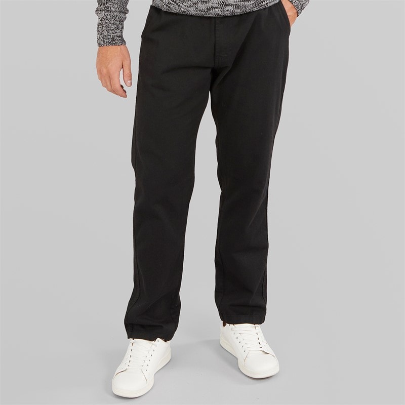 Onfire Mens Straight Fit 100% Cotton Chino Trousers Black