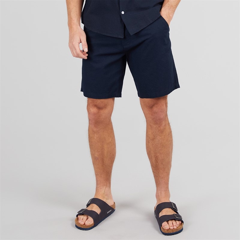 Onfire Mens Linen Shorts Navy