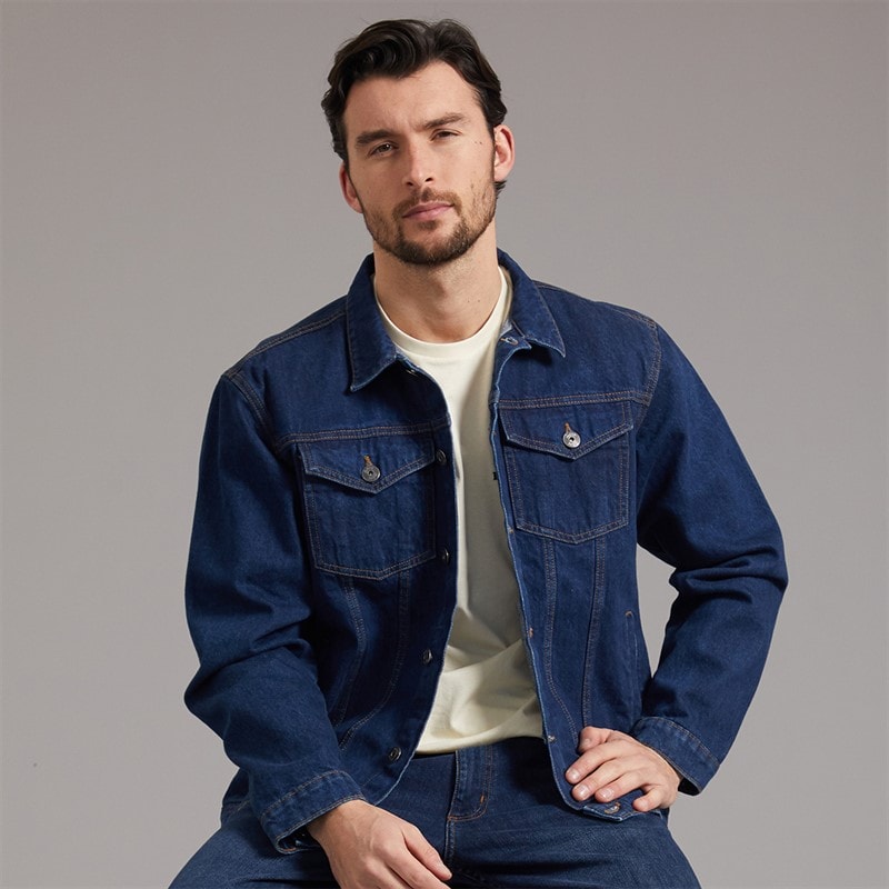 Onfire Mens Denim Jacket Dark Blue