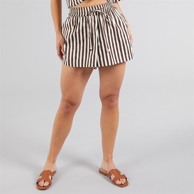 Onfire Womens Striped Shorts Brown Stripe