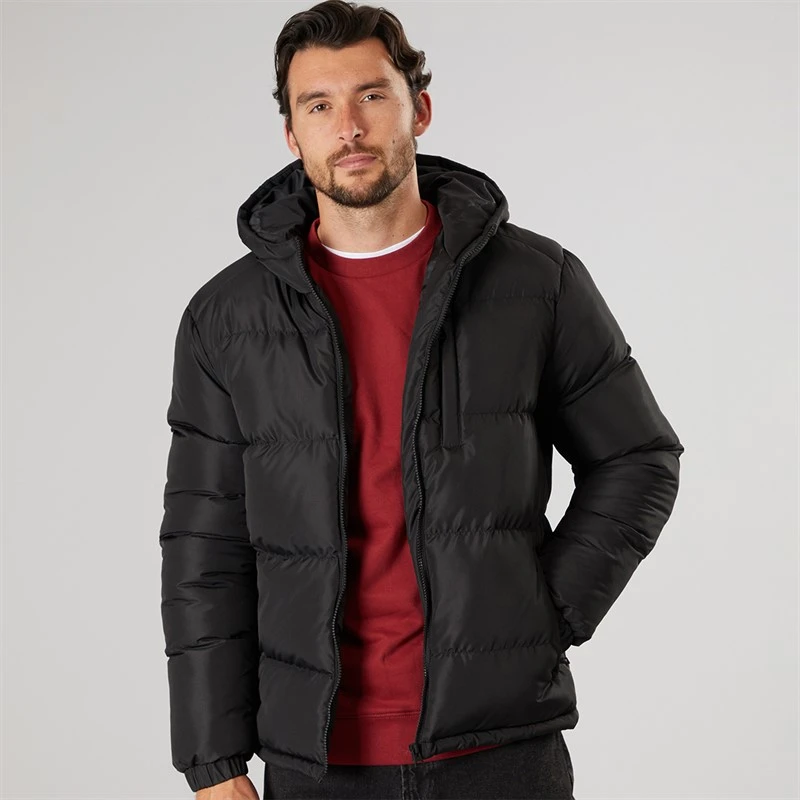 Onfire Mens Hooded Bomber Jacket Black