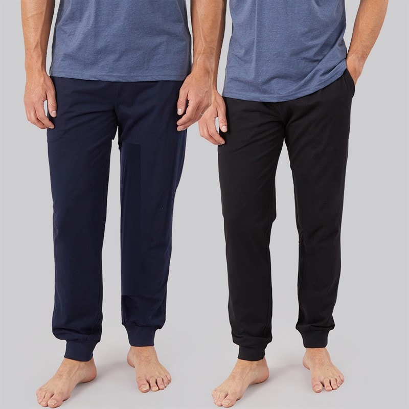 Onfire Mens Two Pack Cuffed Lounge Joggers Black/Navy