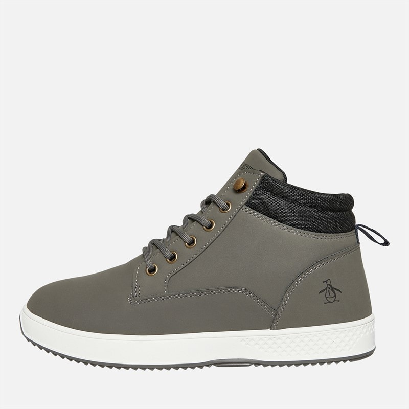 Original Penguin Mens Furrow Hi-Top Trainers Charcoal