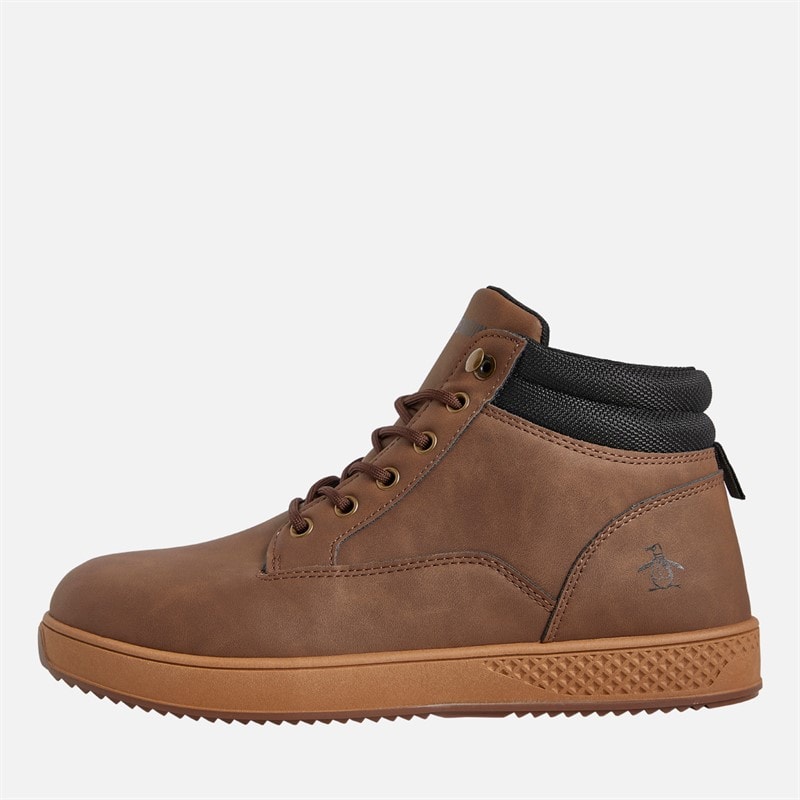 Original Penguin Mens Furrow Hi Top Trainers Chocolate