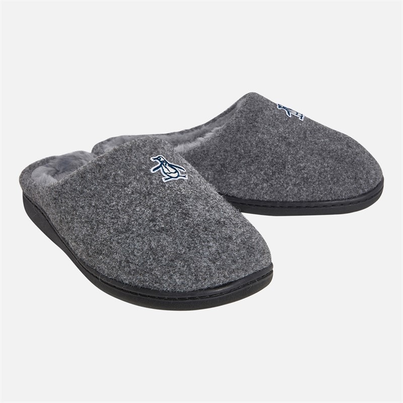 Original Penguin Mens Cushy Mule Slippers Grey