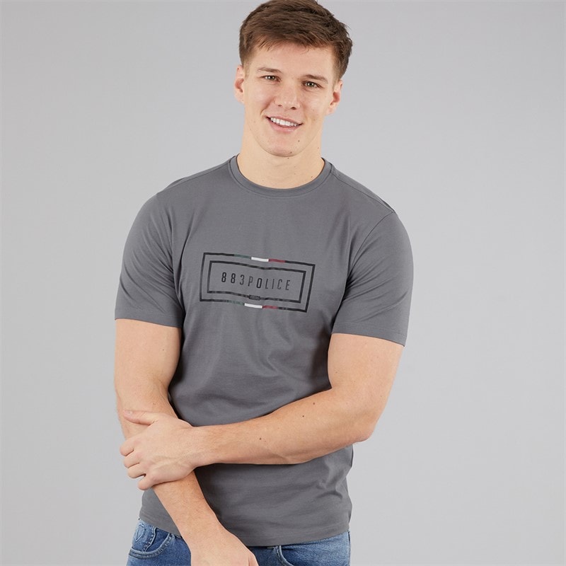 883 Police Mens Ives T-Shirt Circ Grey