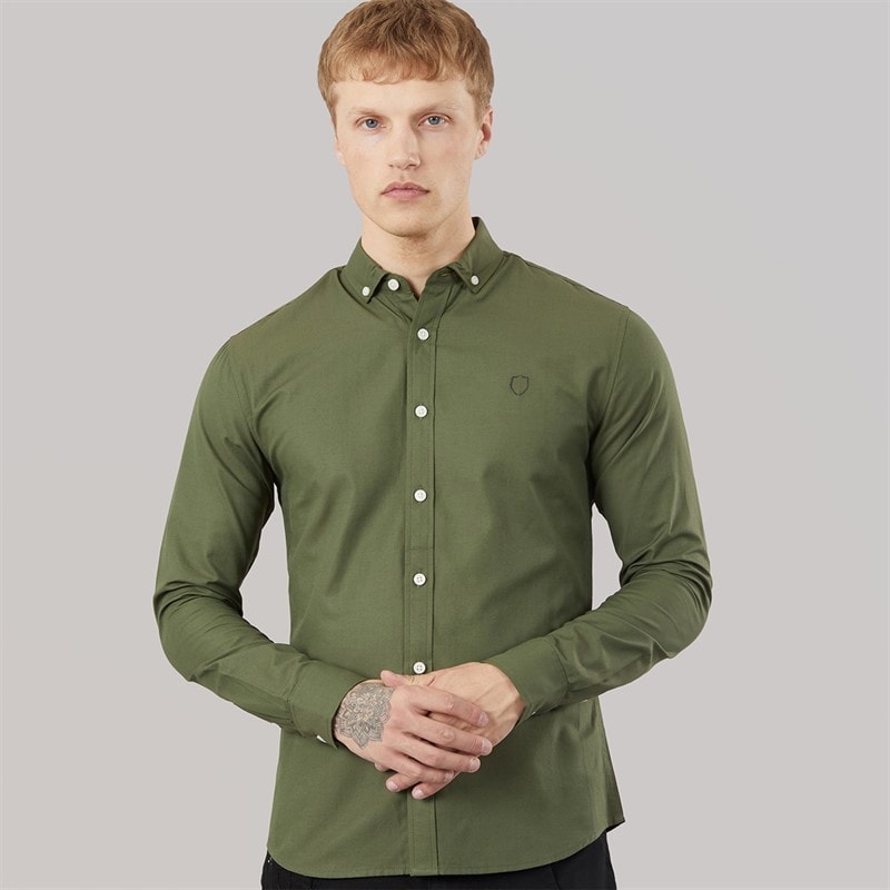 883 Police Mens Jaros Long Sleeve Shirt Khaki