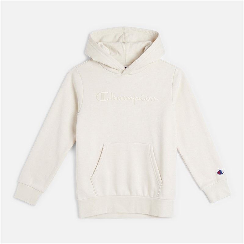 Champion Junior Icons Tonal Logo Hoodie Cream White