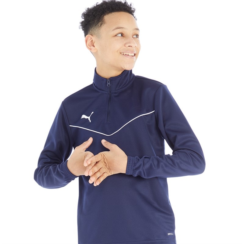 Puma Boys teamRISE Training 1/4 Zip Top Peacoat/Puma White