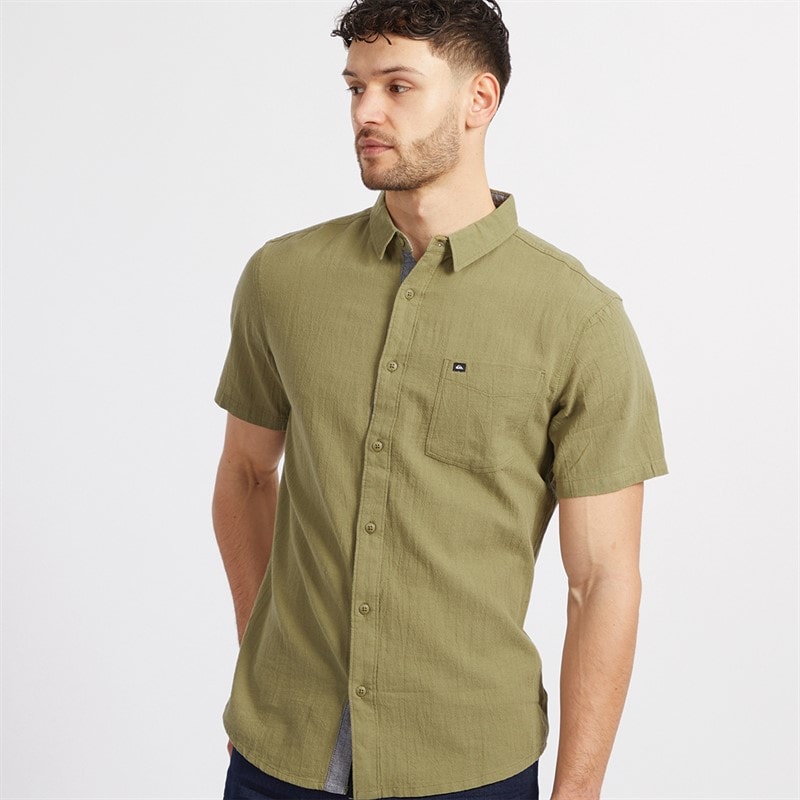 Quiksilver Mens Time Box Short Sleeve Shirt Aloe