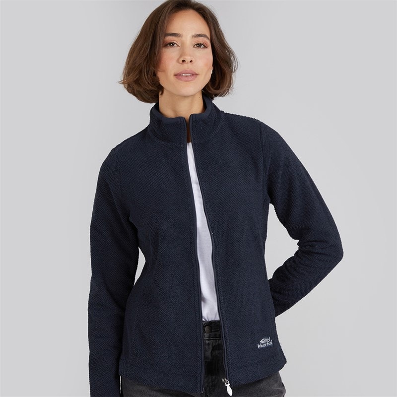 Weird Fish Womens Alina Eco Textured Full Zip Fleece Midnight