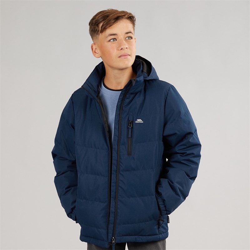Trespass Junior Boys Figo Waterproof Padded Hooded Jacket Navy