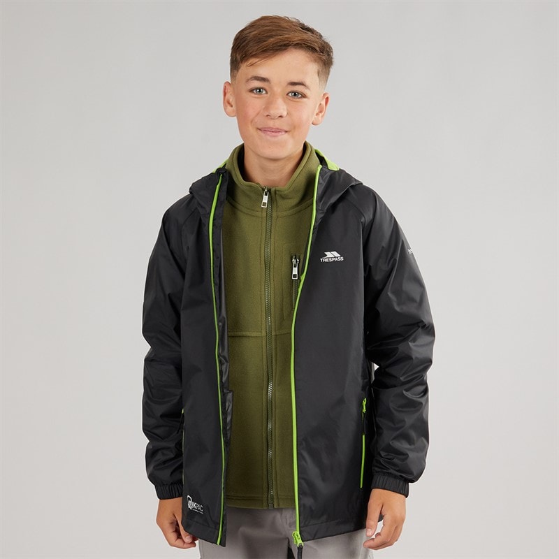 Trespass Junior Boys Qikpac Waterproof Jacket Black