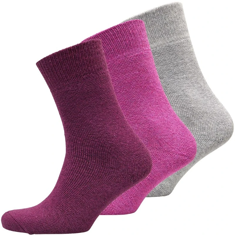 Trespass Womens Alert Thermal Three Pack Crew Socks Orchid/Purple/Grey Marl