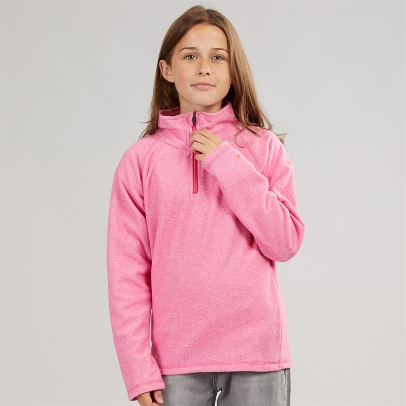 Trespass Girls Meadows 1/2 Zip Fleece Pink Lady