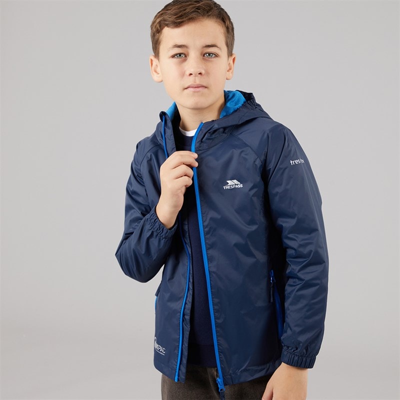 Trespass Boys Qikpac Waterproof Jacket Navy