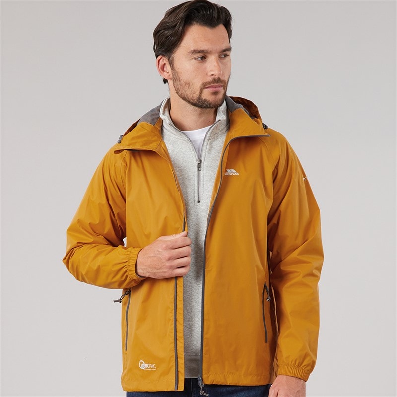 Trespass Mens Qikpac Waterproof Packable Jacket Ginger