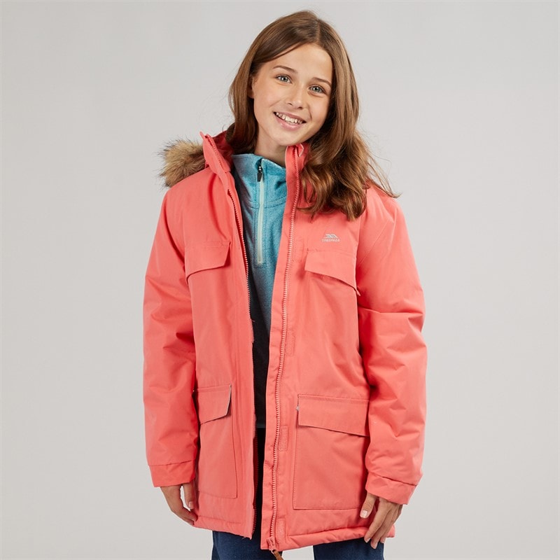Trespass Girls Larission Insulated Waterproof Parka Soft Orange