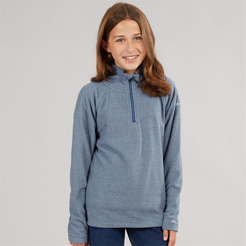 Trespass Junior Girls Meadows Half Zip Fleece Navy/Pink Logo