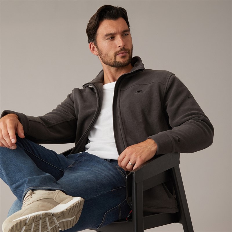 Trespass Mens Bernal Full Zip Fleece Jacket Carbon