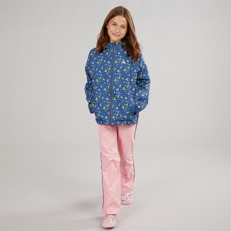 Trespass Girls Kinley Waterproof Jacket And Trousers Set Bluetone