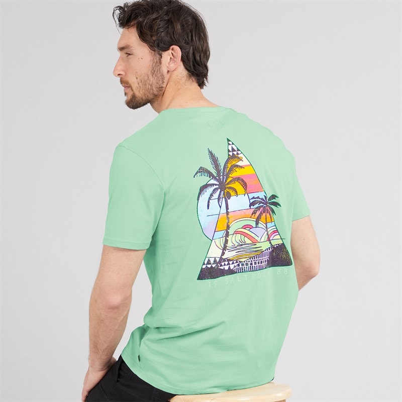 Saltrock Mens Geo Beach T-Shirt Light Green