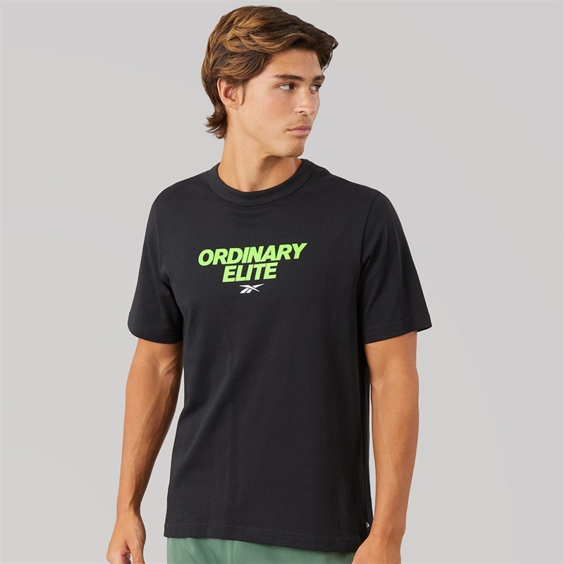 Reebok Mens Graphic Series Basketball Ordinary Elite T-Shirt Black