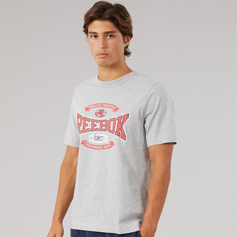 Reebok Mens Graphic Series Tradition T-Shirt Heather Grey